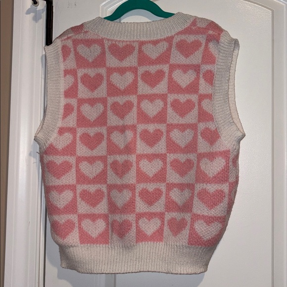 💕 Pink Heart Sweater Vest 💕 - Picture 2 of 2
